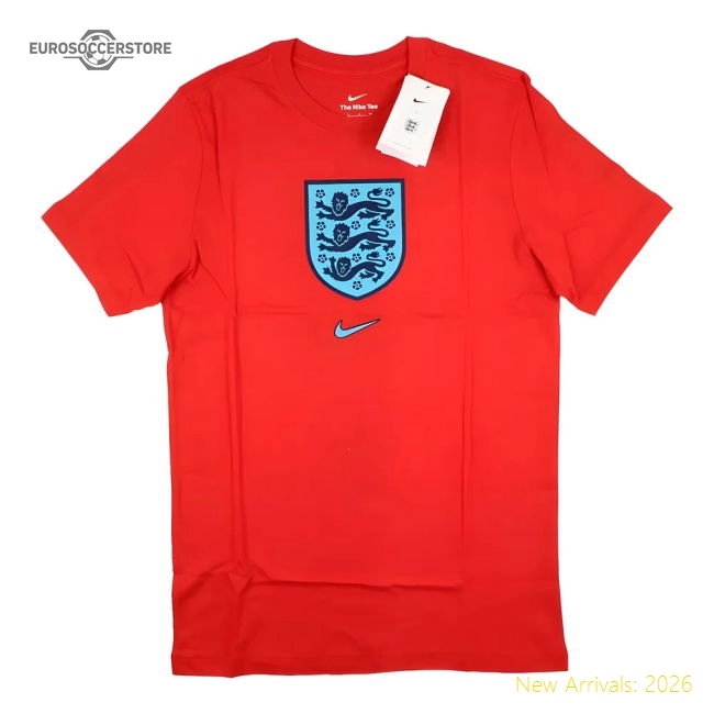 2022-2023 England World Cup Crest Tee (Red)-The Soccer Shirt Hub