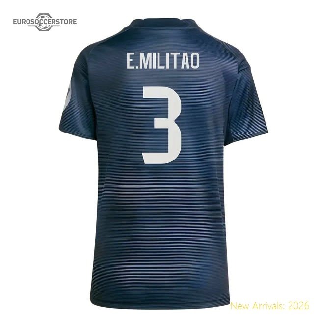 2025-2026 Real Madrid Authentic Away Shirt (Womens) (E.Militao 3)-The Soccer Shirt Hub