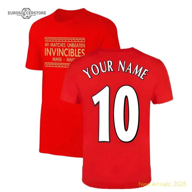 The Invincibles 49 Unbeaten T-Shirt (Red) (Your Name)-The Soccer Shirt Hub