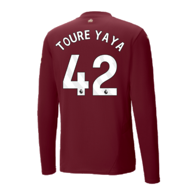 2024-2025 Man City Third Long Sleeve Shirt (Toure Yaya 42)-The Soccer Shirt Hub