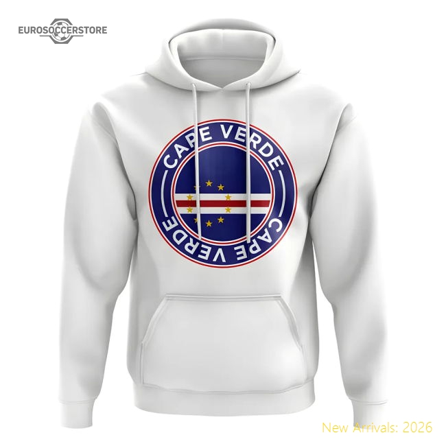 Cape Verde Football Badge Hoodie (White)-The Soccer Shirt Hub