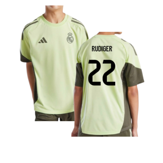 2025-2026 Real Madrid Training Jersey (Almost Lime) - Kids (Rudiger 22)-The Soccer Shirt Hub