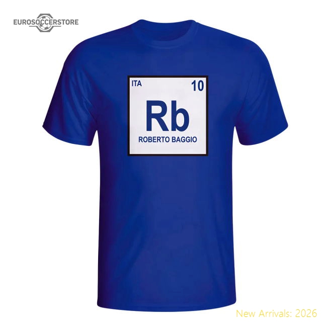 Roberto Baggio Italy Periodic Table T-shirt (blue)-The Soccer Shirt Hub