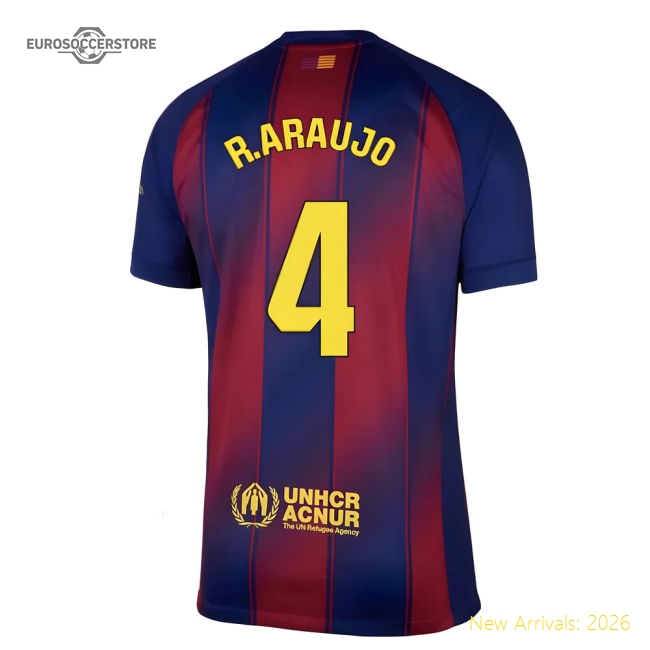 2025-2026 Barcelona Home Shirt (R.Araujo 4)-The Soccer Shirt Hub