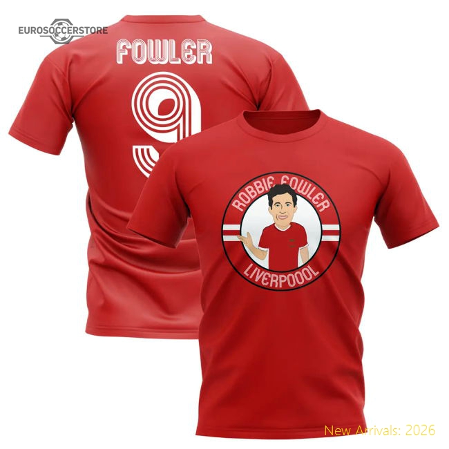 Robbie Fowler Liverpool Illustration T-Shirt (Red)-The Soccer Shirt Hub