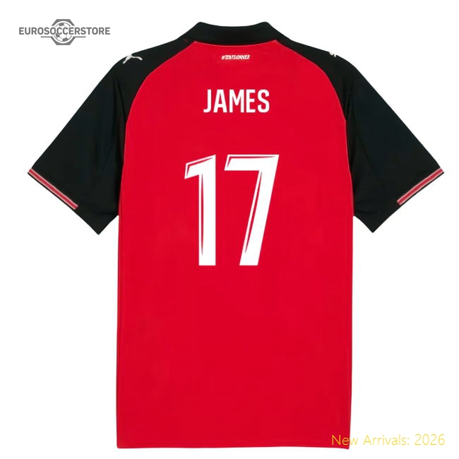 2025-2026 Stade Rennais Home Shirt (James 17)-The Soccer Shirt Hub