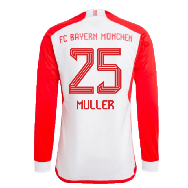 2023-2024 Bayern Munich Long Sleeve Home Shirt (Muller 25)-The Soccer Shirt Hub