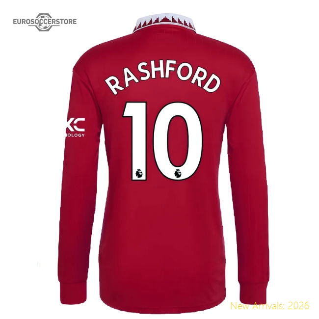 2022-2023 Man Utd Long Sleeve Home Shirt (RASHFORD 10)-The Soccer Shirt Hub