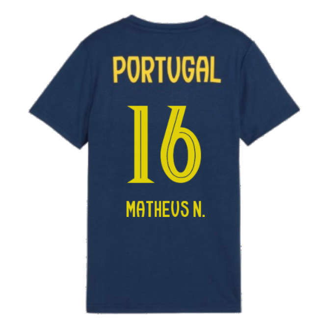 2025-2026 Portugal Casuals Tee (Persian Blue) - Kids (Matheus N. 16)-The Soccer Shirt Hub
