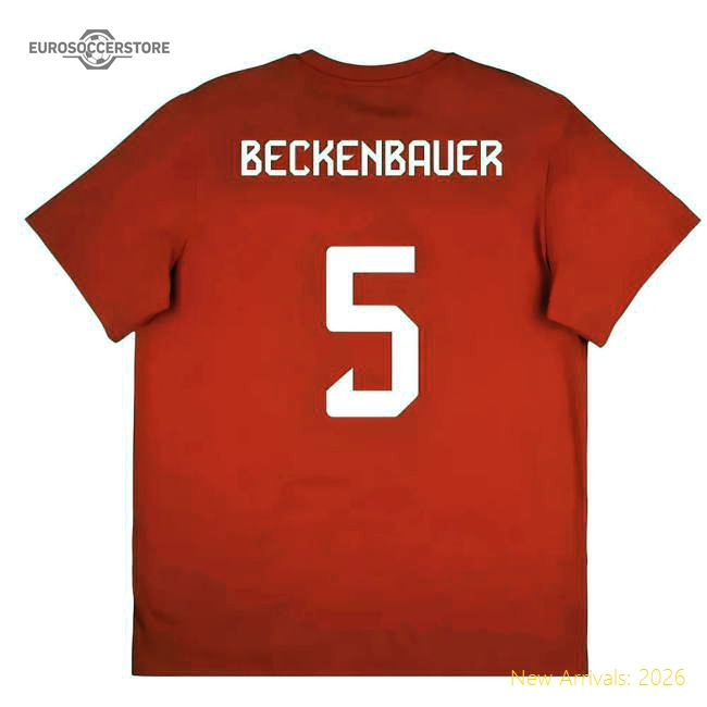 2025-2026 Bayern Munich Seasonal Graphic Tee (Red) (Beckenbauer 5)-The Soccer Shirt Hub