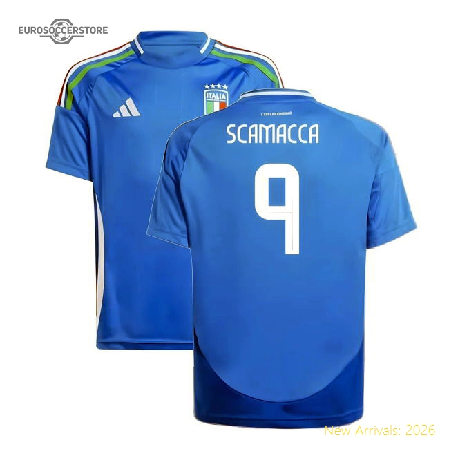 2024-2025 Italy Home Shirt (Kids) (SCAMACCA 9)-The Soccer Shirt Hub