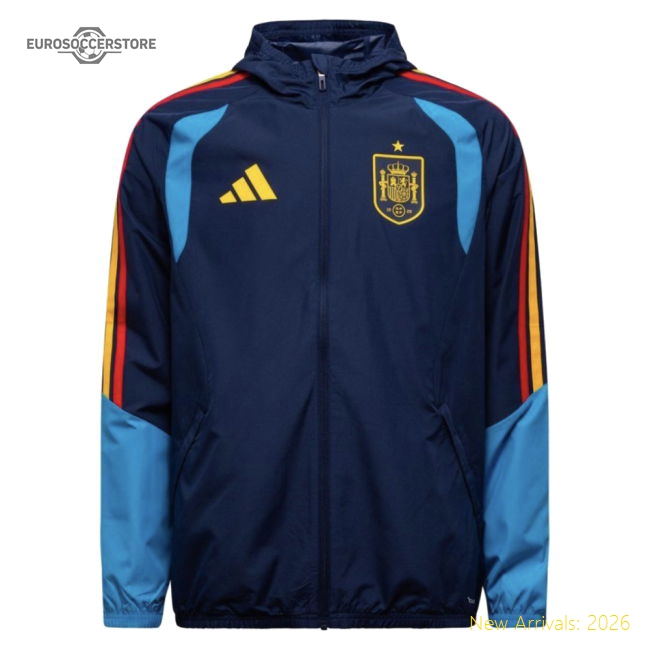 2026-2027 Spain Allweather Jacket (Night Indigo)-The Soccer Shirt Hub