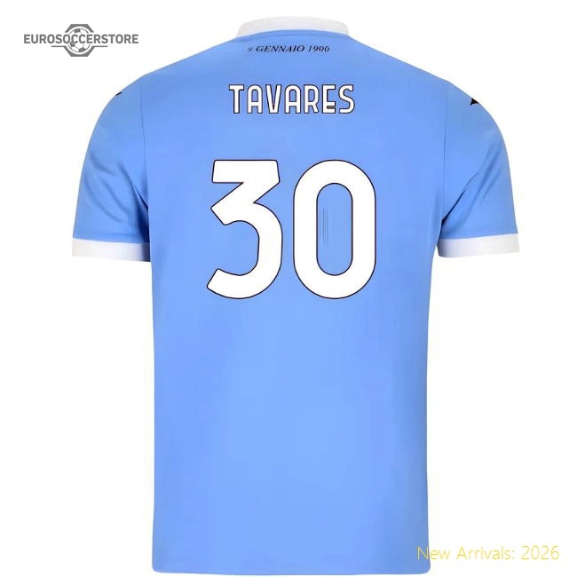 2025-2026 Lazio Home Shirt (Tavares 30)-The Soccer Shirt Hub