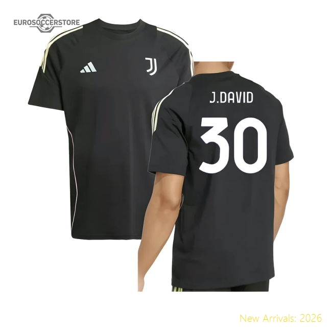 2025-2026 Juventus Training Tee (Black) (J.David 30)-The Soccer Shirt Hub