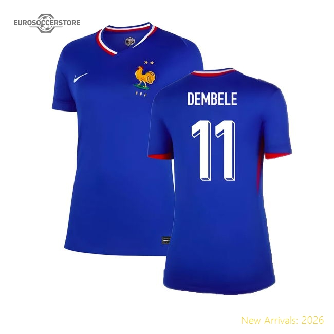 2024-2025 France Home Shirt (Womens) (Dembele 11)-The Soccer Shirt Hub