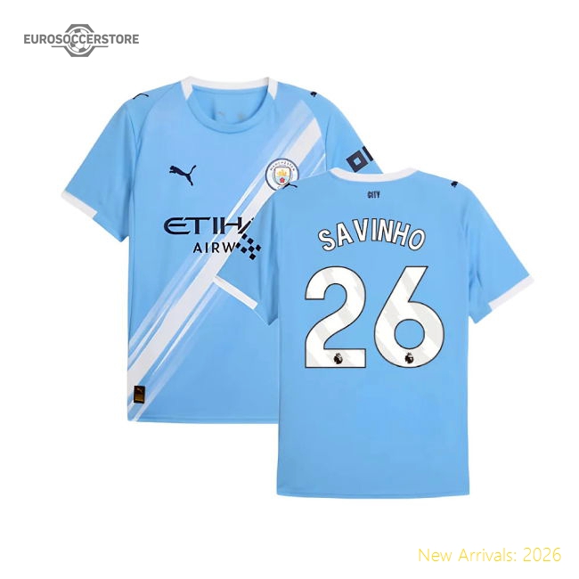2025-2026 Man City Home Shirt (Savinho 26)-The Soccer Shirt Hub