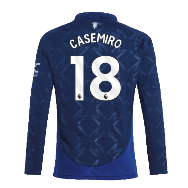 2024-2025 Man Utd Long Sleeve Away Shirt (Kids) (Casemiro 18)-The Soccer Shirt Hub