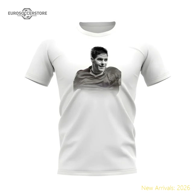 Steven Gerrard Liverpool Legend T-Shirt (White)-The Soccer Shirt Hub
