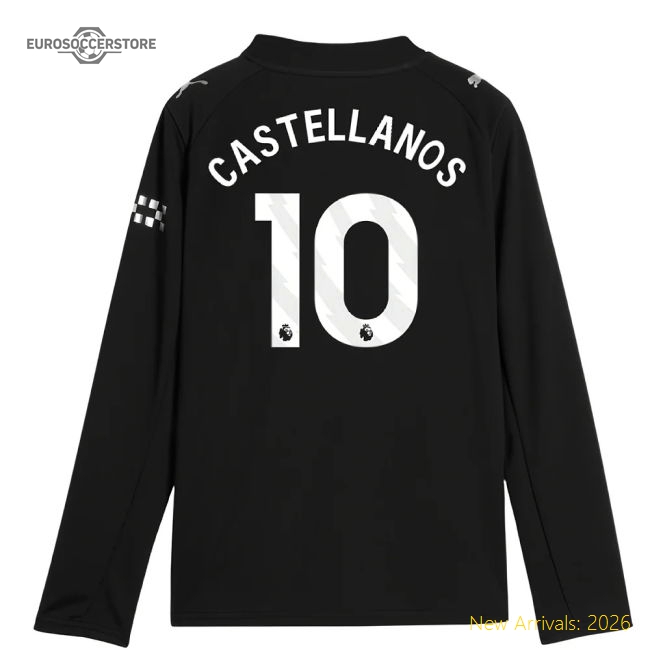 2025-2026 Man City Long Sleeve Away Shirt (Kids) (Castellanos 10)-The Soccer Shirt Hub