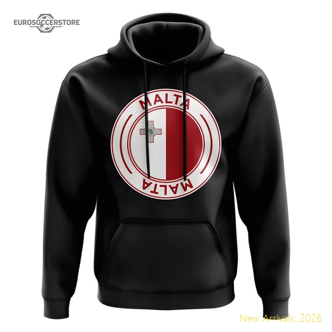 Malta Football Badge Hoodie (Black)-The Soccer Shirt Hub