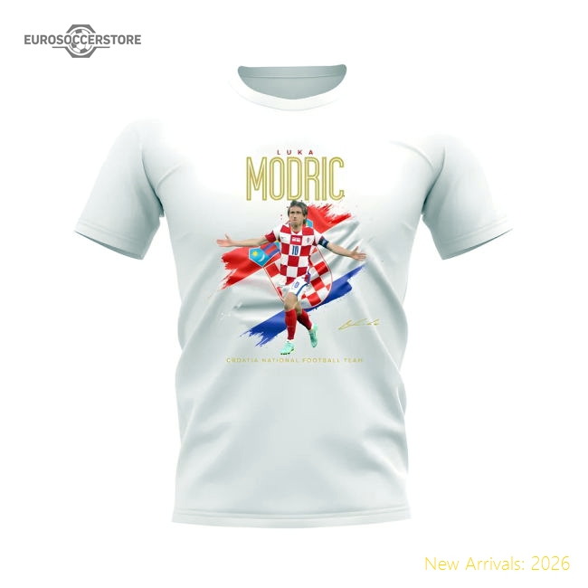 Luka Modric Croatia Celebration T-Shirt (White)-The Soccer Shirt Hub