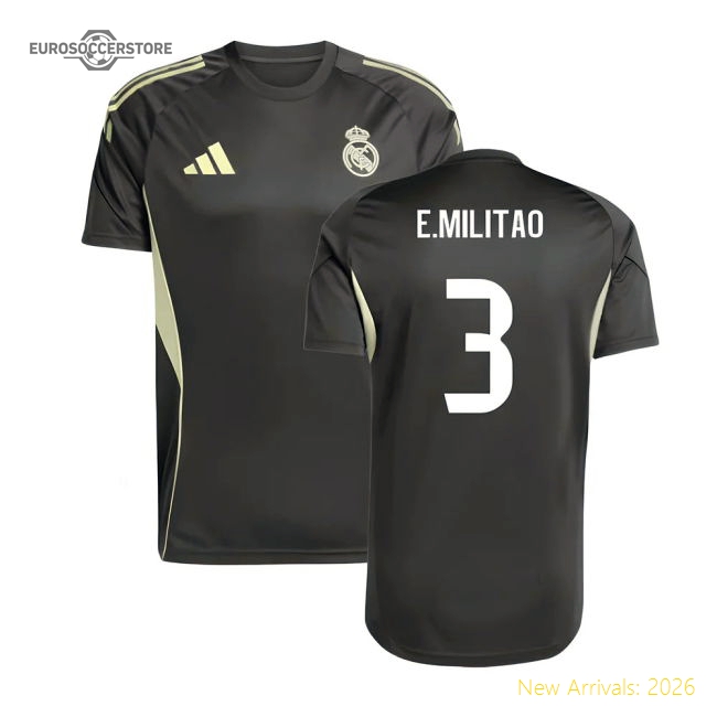 2025-2026 Real Madrid Training Jersey (Utility Grey) (E.Militao 3)-The Soccer Shirt Hub