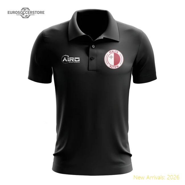 Malta Football Polo Shirt (Black)-The Soccer Shirt Hub