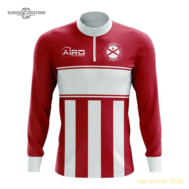 Jersey Concept Football Half Zip Midlayer Top (Red-White)-The Soccer Shirt Hub
