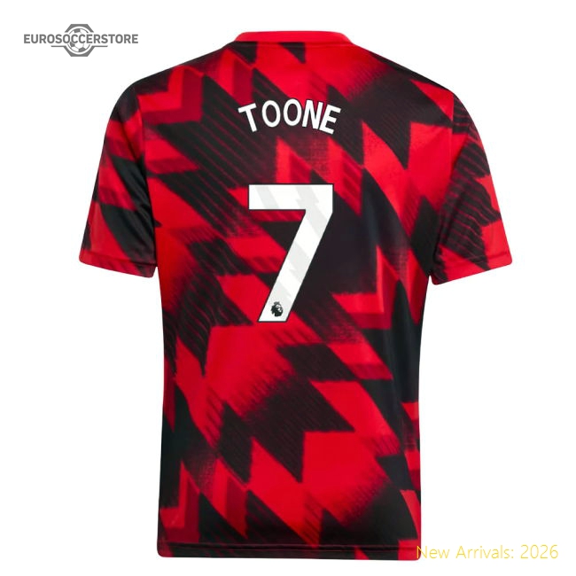 2025-2026 Man Utd Pre-Match Shirt (Red) - Kids (Toone 7)-The Soccer Shirt Hub