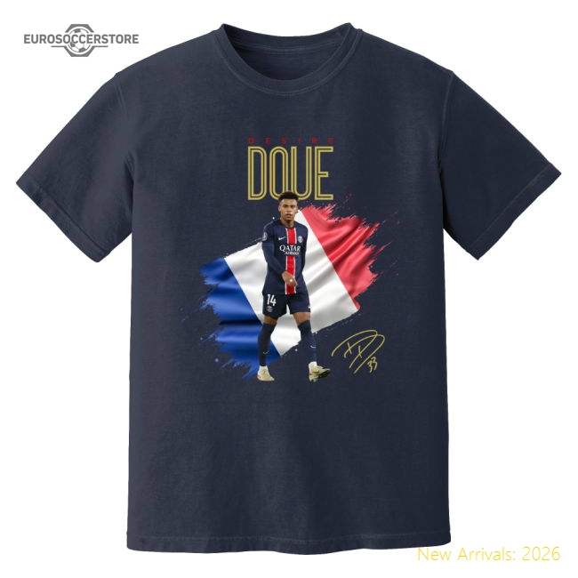 Desire Doue PSG Celebration T-Shirt (Navy)-The Soccer Shirt Hub