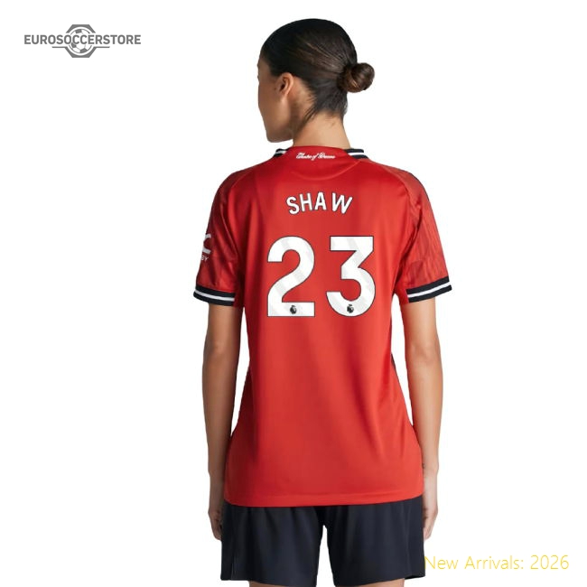 2025-2026 Man Utd Authentic Home Shirt (Womens) (Shaw 23)-The Soccer Shirt Hub