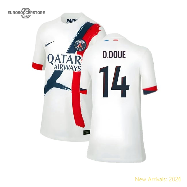 2024-2025 PSG Away Shirt (Kids) (D.Doue 14)-The Soccer Shirt Hub