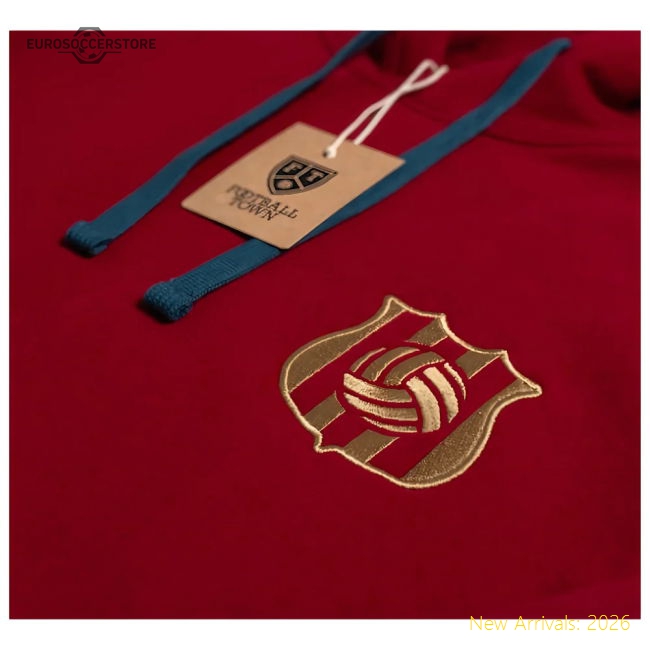 Barcelona Retro Football Hoodie (Red)-The Soccer Shirt Hub