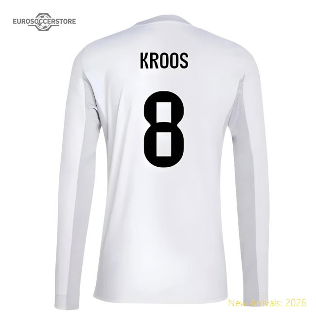 2025-2026 Real Madrid Long Sleeve Home Shirt (Kroos 8)-The Soccer Shirt Hub