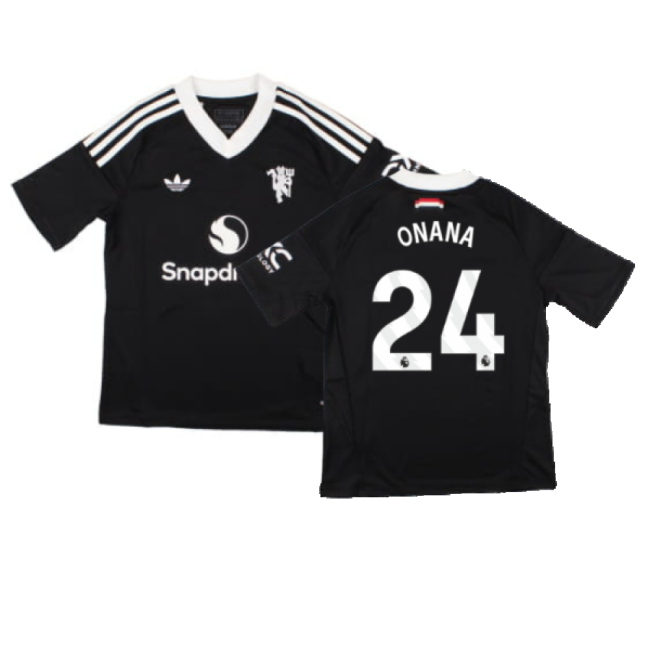 2024-2025 Man Utd Third Goalkeeper Shirt (Black) - Kids (Onana 24)-The Soccer Shirt Hub