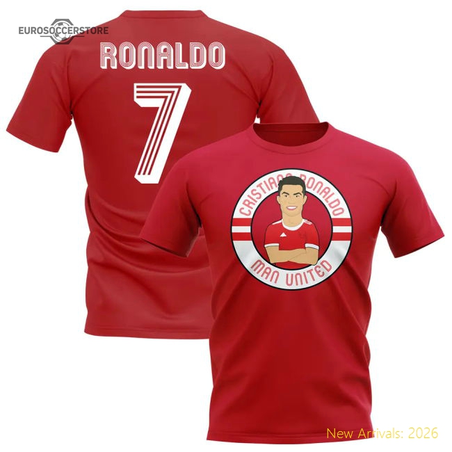 Cristiano Ronaldo Man United Illustration T-Shirt (Red)-The Soccer Shirt Hub