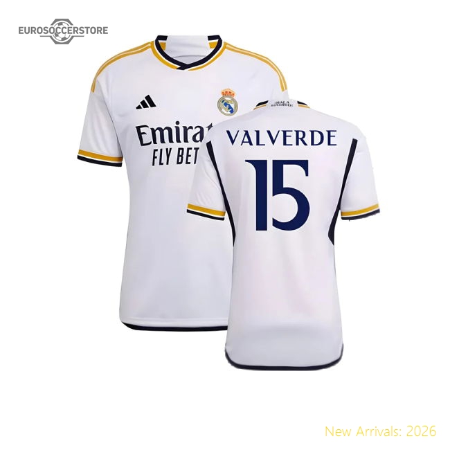 2023-2024 Real Madrid Home Shirt (Valverde 15)-The Soccer Shirt Hub