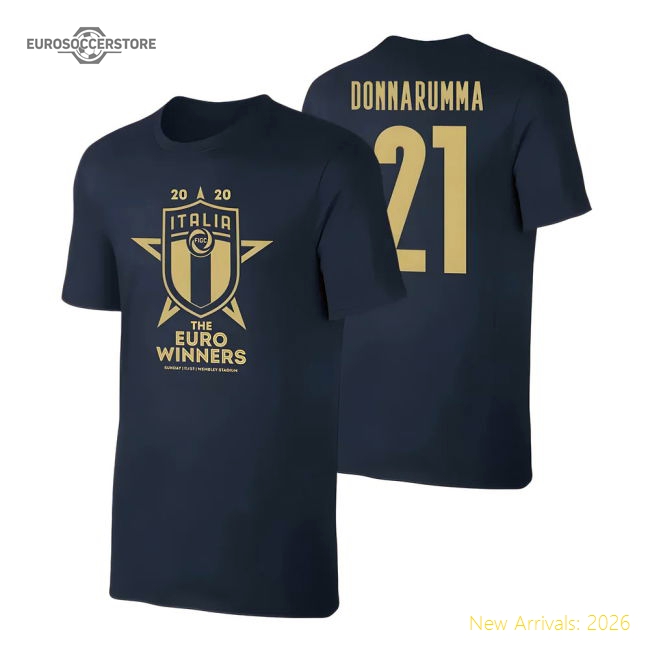 Italy WINNERS Euro 2020 (Donnarumma 21) Dark Blue-The Soccer Shirt Hub