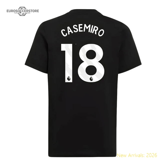 2025-2026 Man Utd EU Training Tee (Black) (Casemiro 18)-The Soccer Shirt Hub