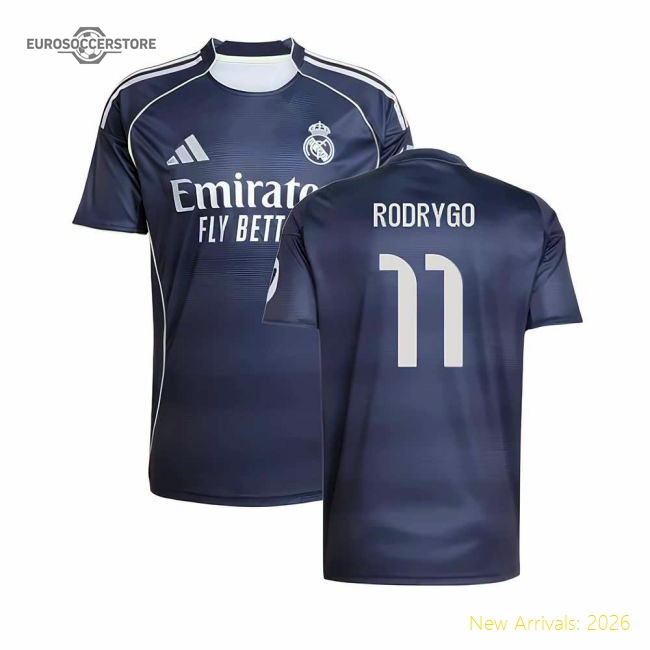2025-2026 Real Madrid Away Shirt (Rodrygo 11)-The Soccer Shirt Hub