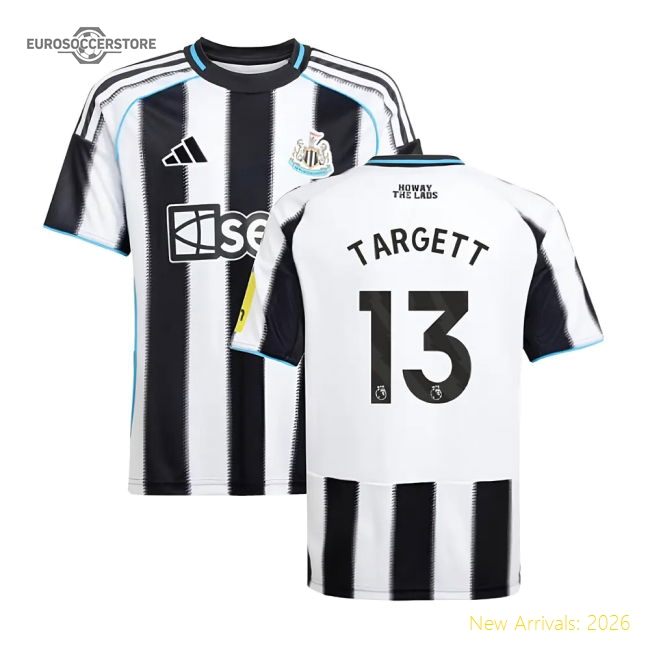 2025-2026 Newcastle Home Shirt (Kids) (Targett 13)-The Soccer Shirt Hub