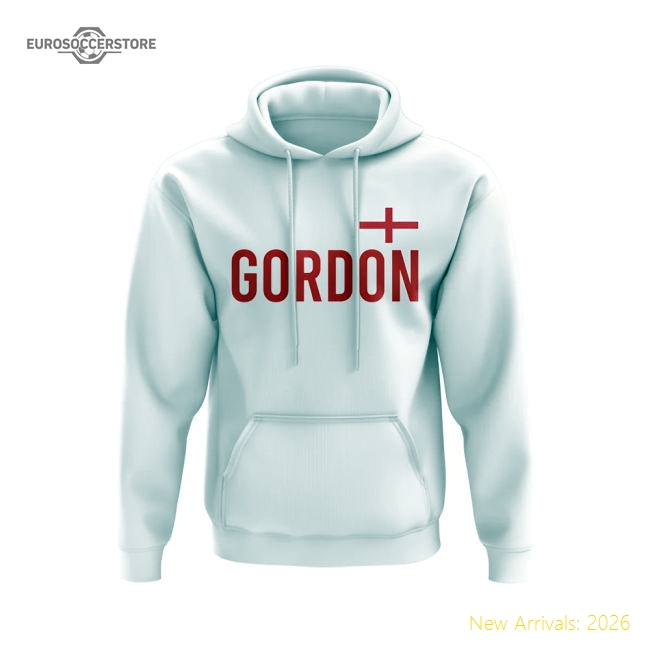 Anthony Gordon England Name Hoody (White)-The Soccer Shirt Hub