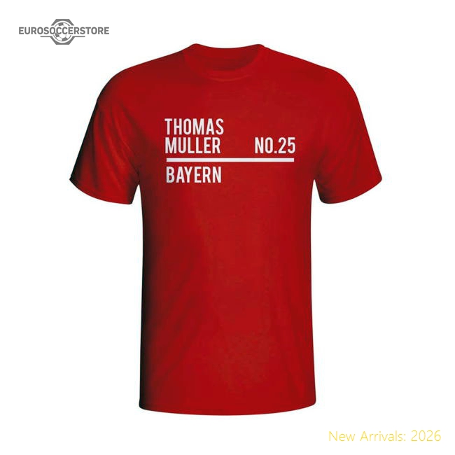 Thomas Muller Bayern Munich Squad T-shirt (red)-The Soccer Shirt Hub