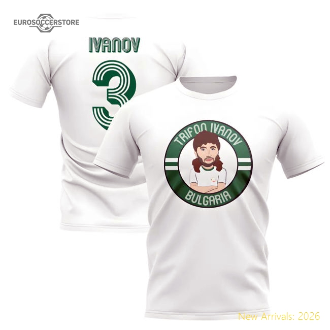 Trifon Ivanov Bulgaria Illustration T-Shirt (White)-The Soccer Shirt Hub