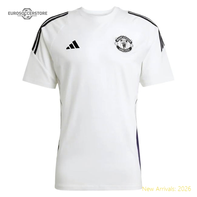 2025-2026 Man Utd Training Tee (White) (Dalot 2)-The Soccer Shirt Hub