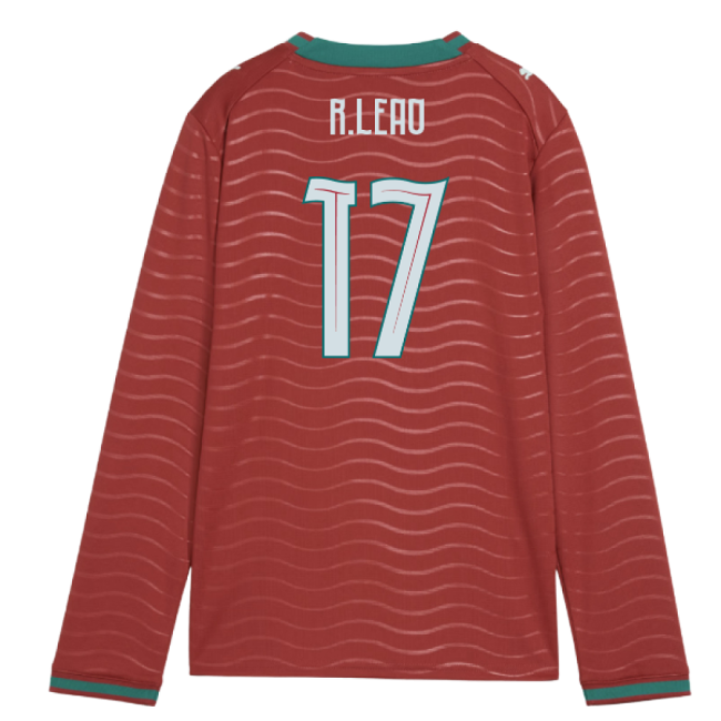 2026-2027 Portugal Long Sleeve Home Shirt (Kids) (R.Leao 17)-The Soccer Shirt Hub