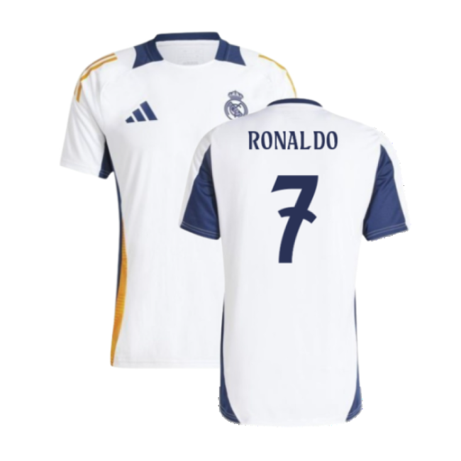 2024-2025 Real Madrid Training Tee (White) (Ronaldo 7)-The Soccer Shirt Hub