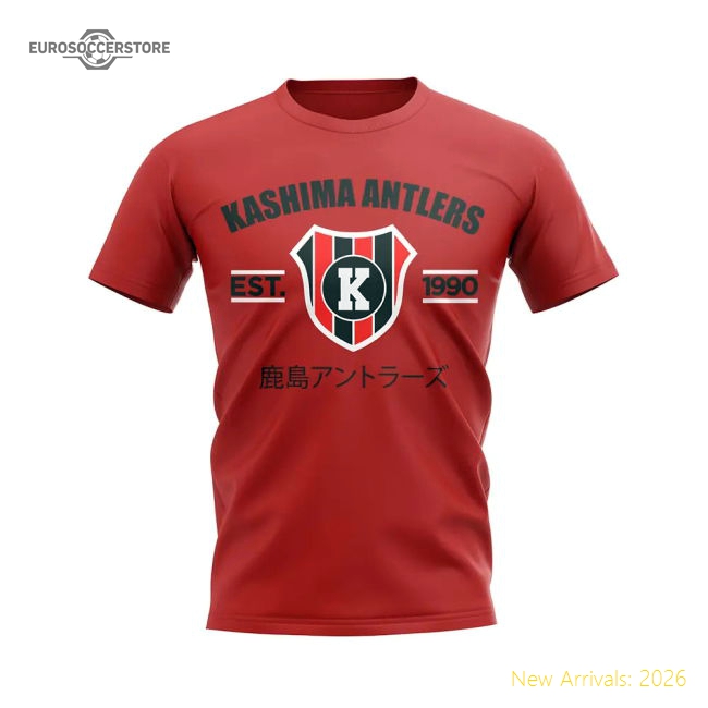 Kashima Antlers Established Football T-Shirt (Red)-The Soccer Shirt Hub