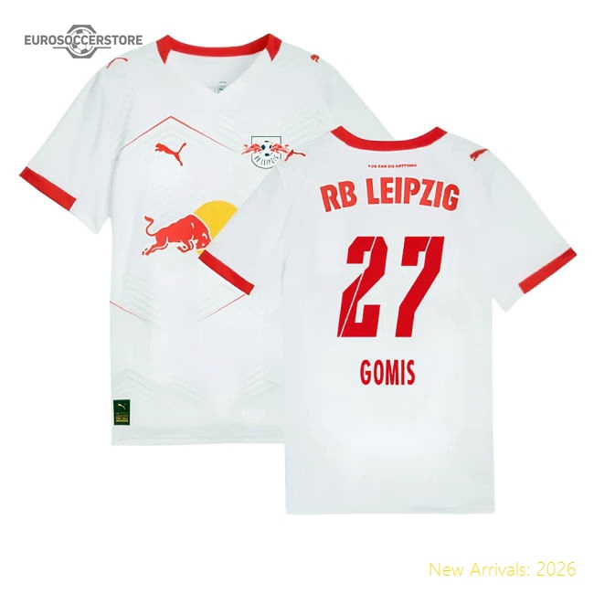 2025-2026 Red Bull Leipzig Home Shirt (Kids) (Gomis 27)-The Soccer Shirt Hub