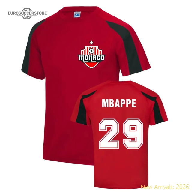 Kylian Mbappé Monaco Sports Training Jersey (Red)-The Soccer Shirt Hub